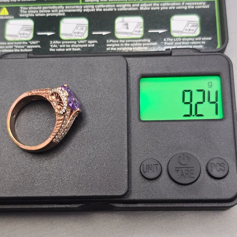 Vanna K Bella Luce Lavender Cushion Cut Ring 18k Rose Gold Over Silver Size 8 - Picture 12 of 13